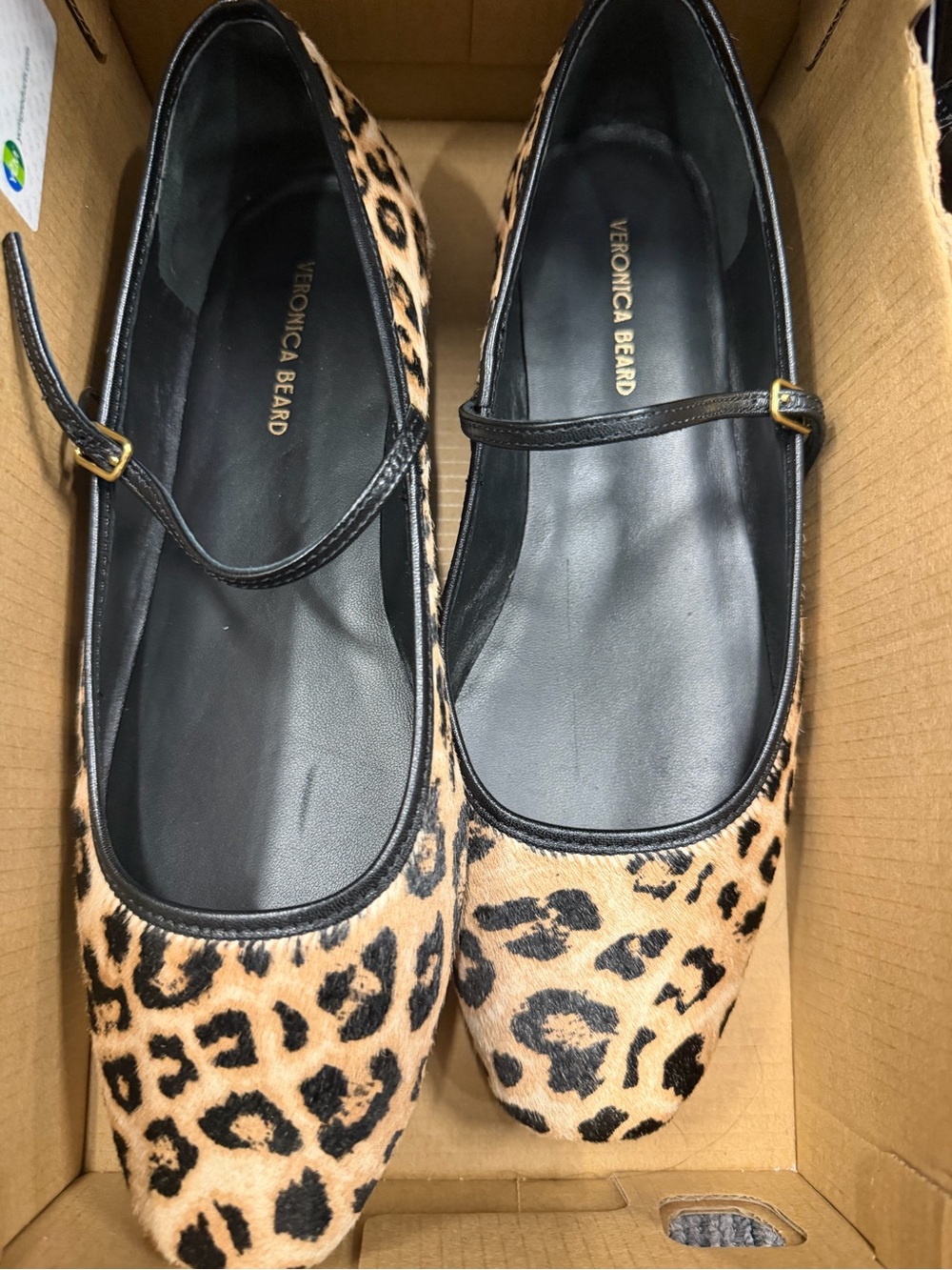 Veronica Beard Leopard Print Mary Janes with Black Strap